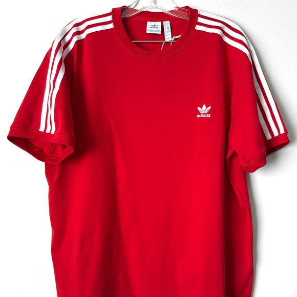 NWT Adidas Originals Women 3-Stripes Ringer Tee Better Scarlet Red XL IR8050 - Picture 6 of 14